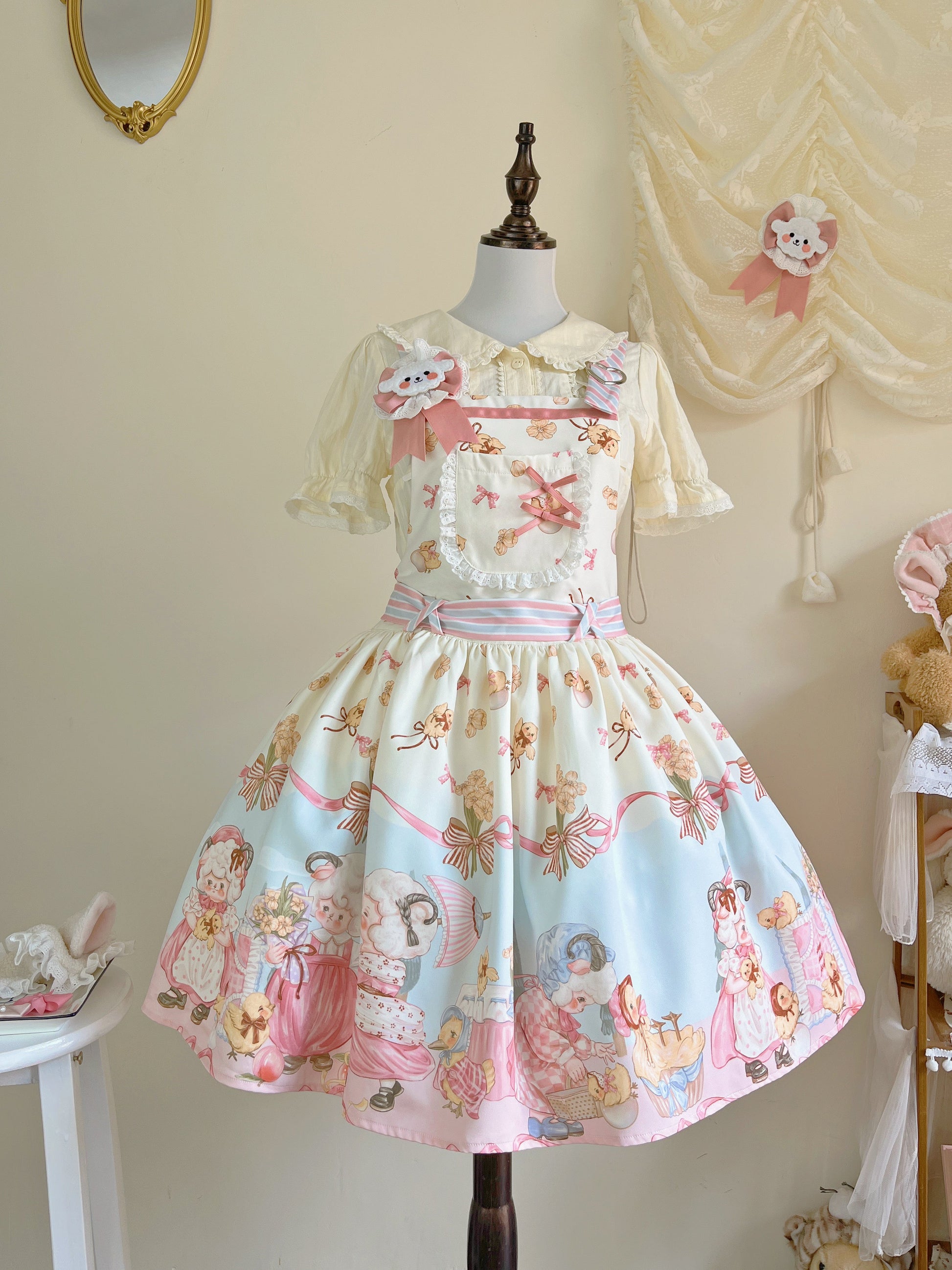 MeowMeow - Sheep Pattern Waltz Princess Lolita JSK Salopette