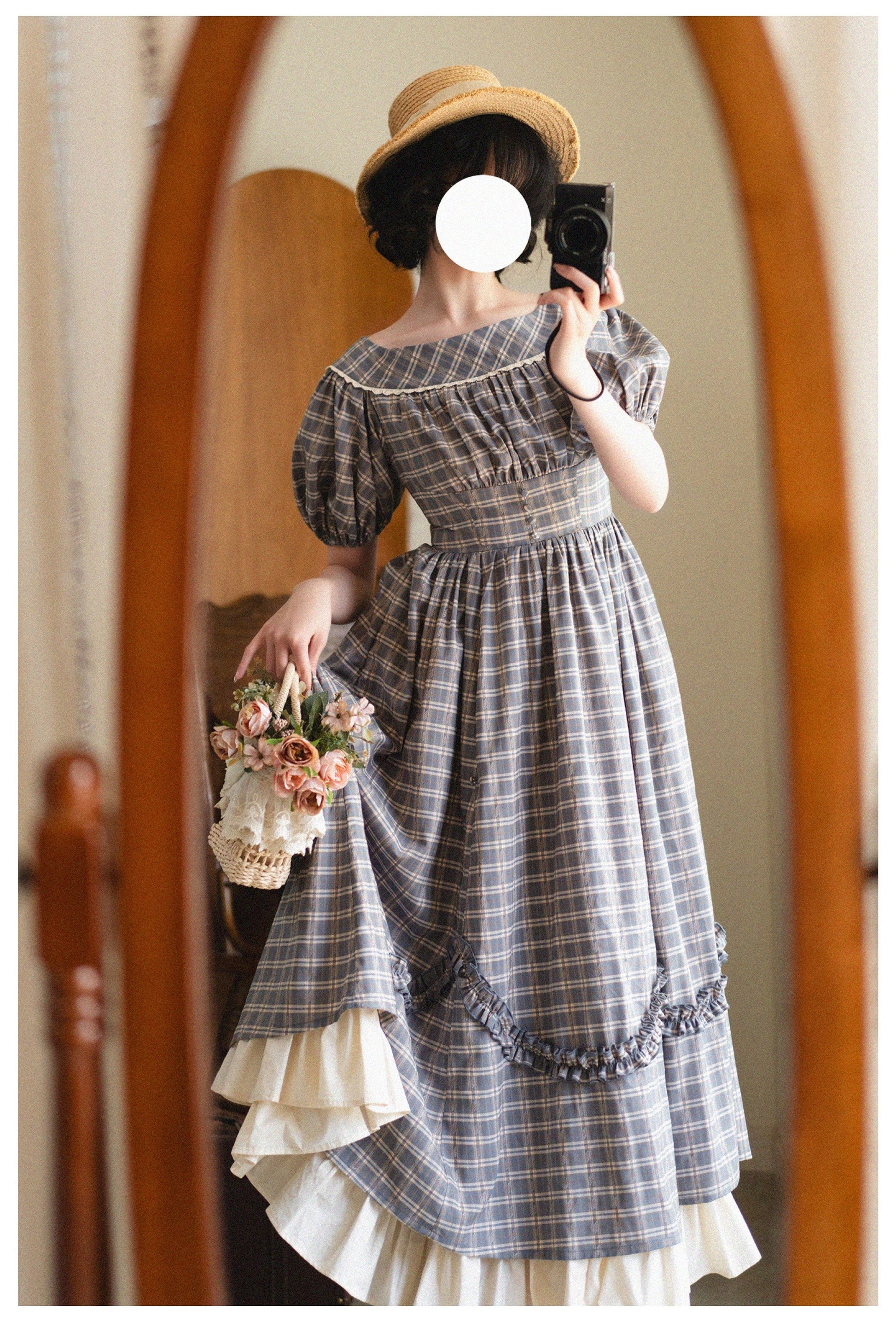 Forest Wardrobe - Forest Picnic - Classic Lolita OP Dress with Off-Shoulder and Lifting Hem