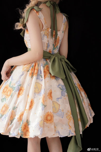 Akiyama Future Studio - Sunflower Print Lolita JSK Dress in Breathable Light Fabric