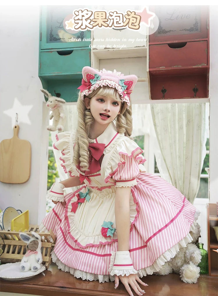 Sakurahime - Berry Bubble - Cute Lolita OP Dress Two Kawaii Styles