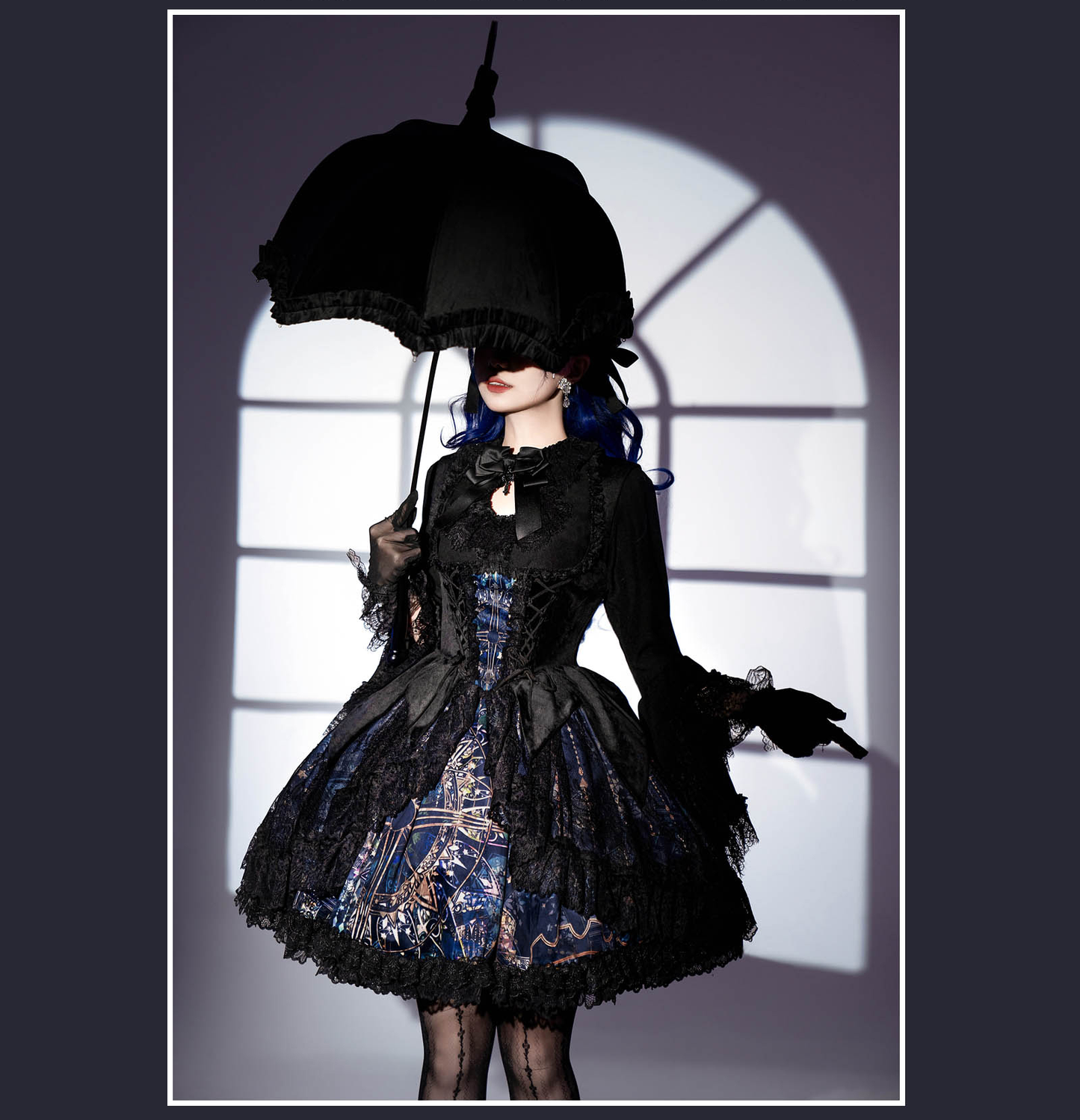 SUSIN - Night Traveler - Classic and Elegant Gothic Dress with Colorful Window Prints