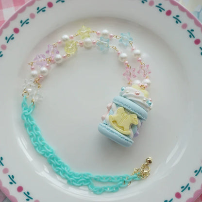 Cat Tea Party - Sweet Lolita Necklace Carousel Cream Macaron Bag Pendant