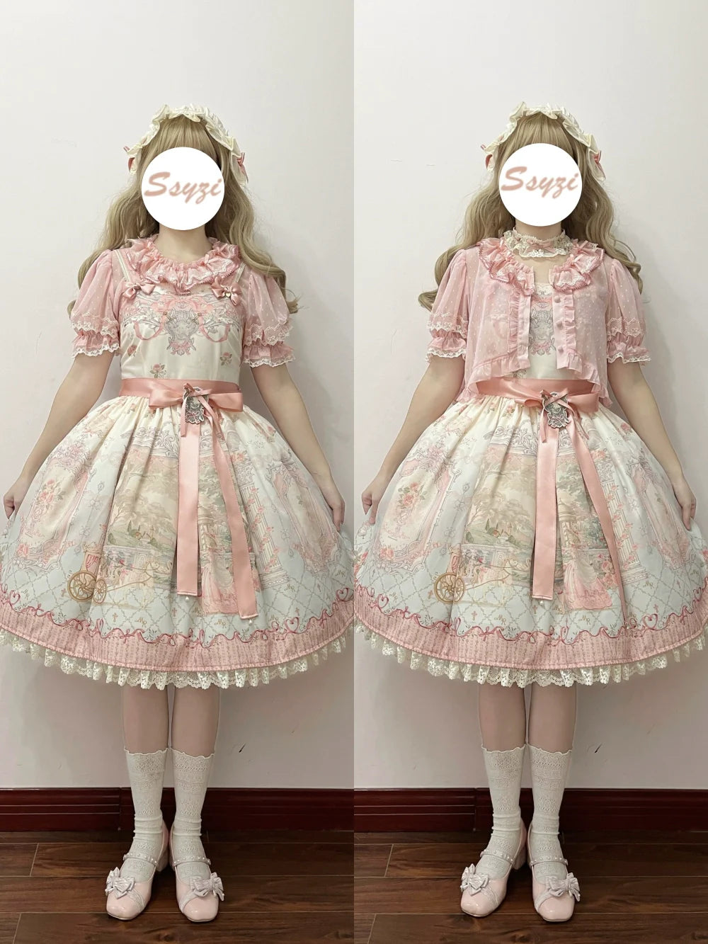 Moon River - Swan Lake Mirror - Pink Sweet Lolita Print JSK Dress