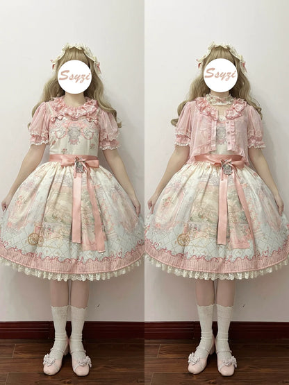 Moon River - Swan Lake Mirror - Pink Sweet Lolita Print JSK Dress