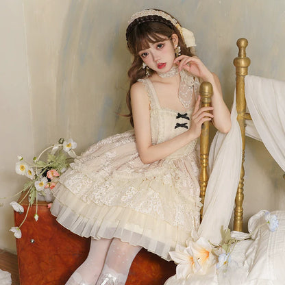 With PUJI - Music Box - Classic Lolita JSK Suit Ballet Cake Skrit