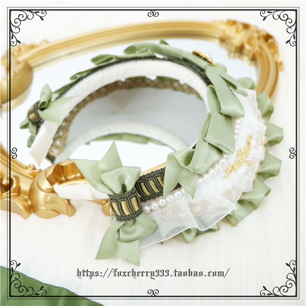 Fox Cherry - Elegant Grass Green Lolita Bow Headdress