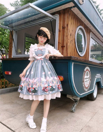 Niu Niu - Picnic Bunny Girl - Plus Size Lolita JSK Short Sleeve OP Dress
