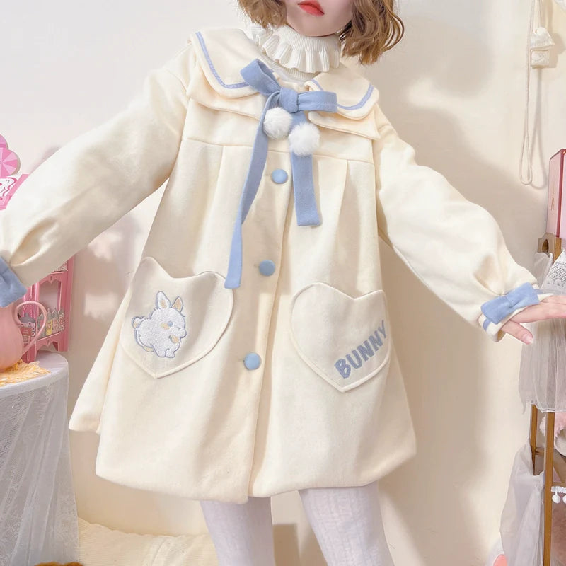 Niu Niu - Plus Size Lolita Coat Woolen Winter Lolita Overcoat