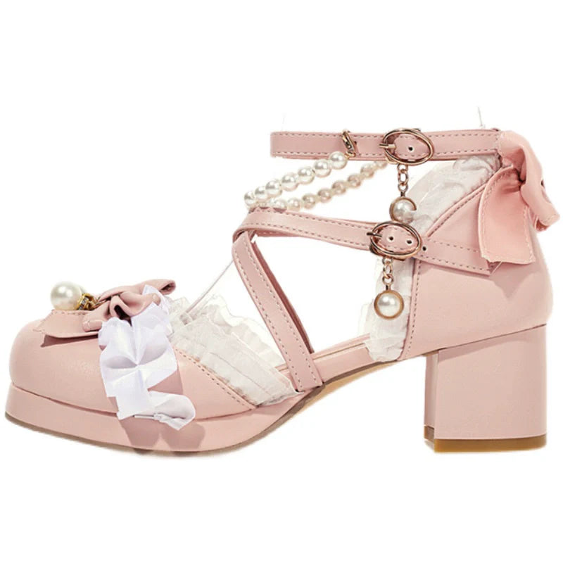 Yana - Chinese Style Yana - Plus size Qi Lolita Shoes Bow Pearl Lolita Sandal