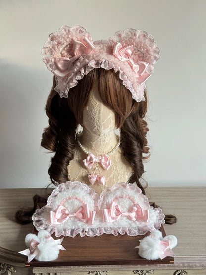 MAID - Sweet Lolita Handmade Lace Headband, Bear Ear Design