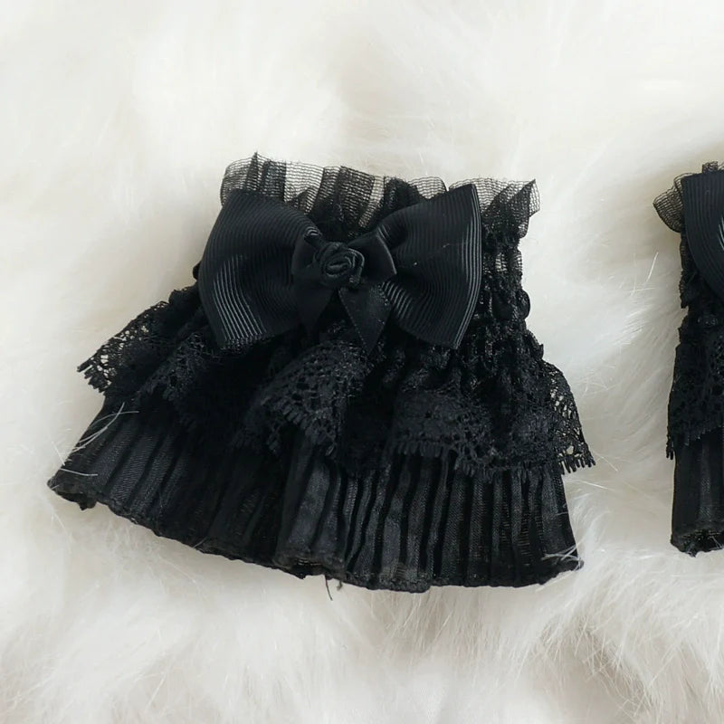 MaoJiang Handmade - Gothic Lolita Cuffs Black Rose Lace Cross Stretch Handcuff
