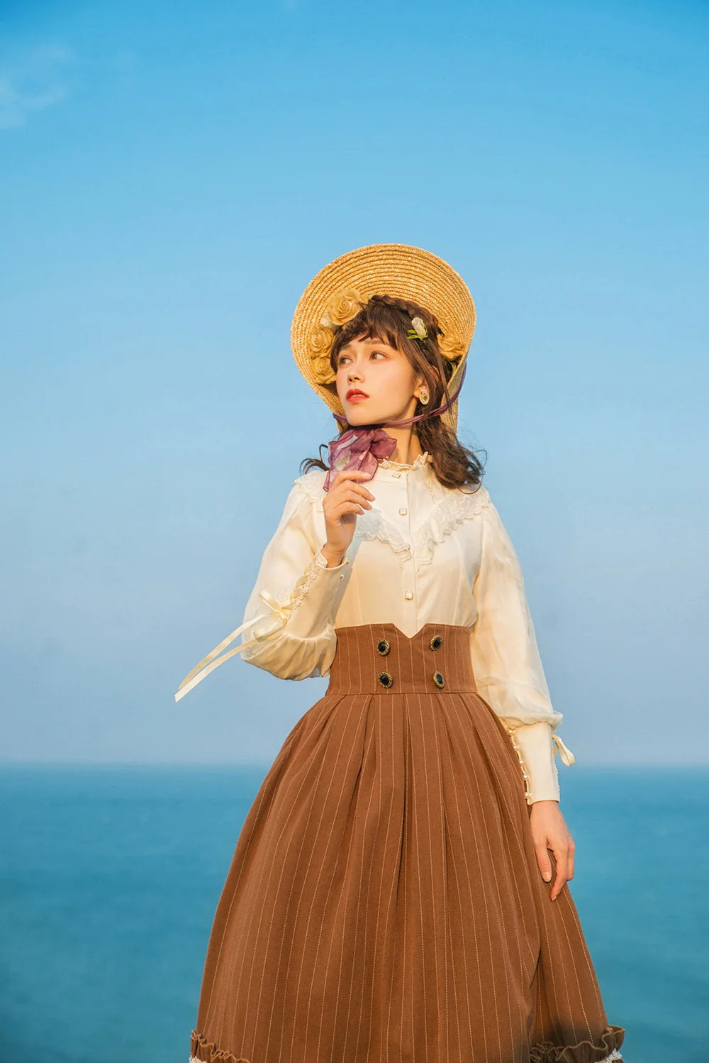 Miss Point - Rose Doll - Elegant Lolita Striped Fishbone Skirt