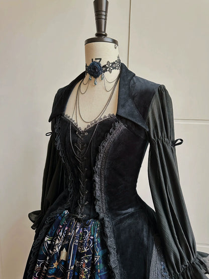 SUSIN - Night Traveler - Classic and Elegant Gothic Dress with Colorful Window Prints