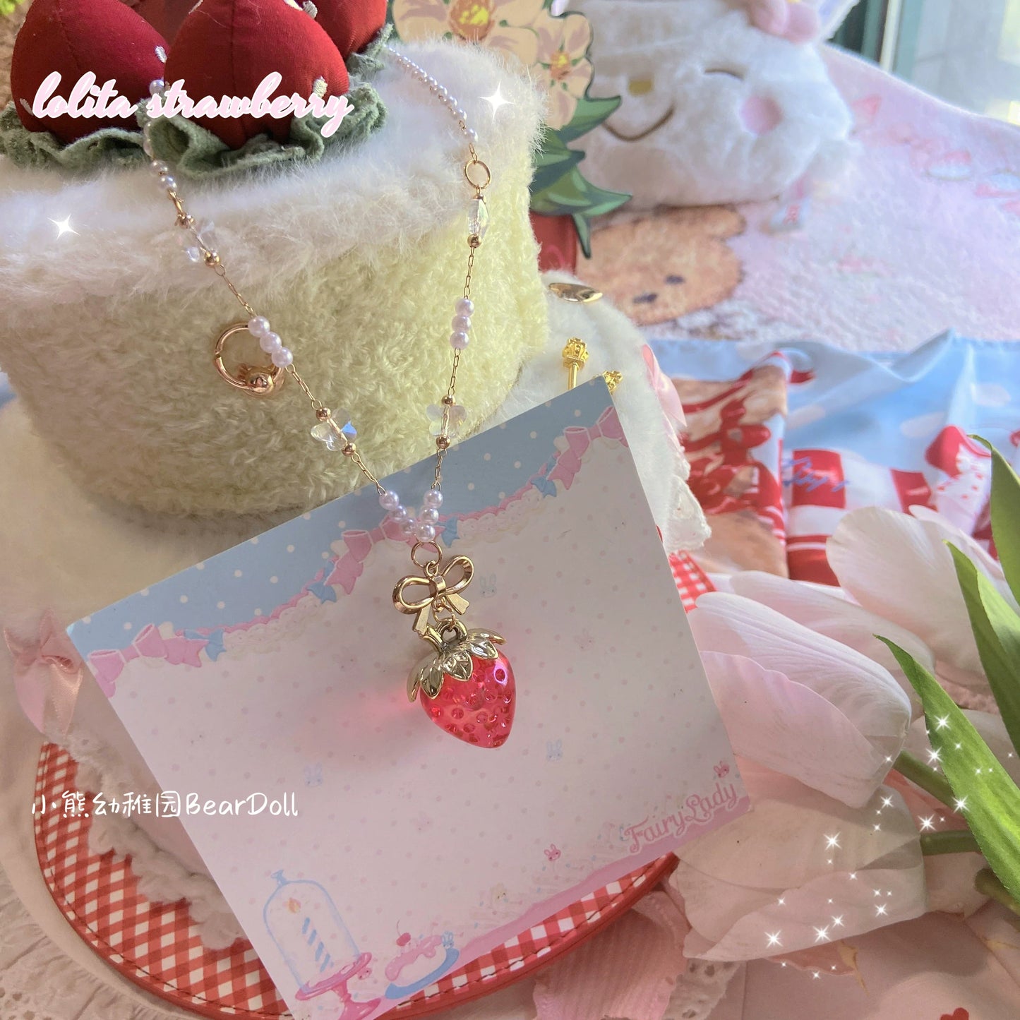 Bear Doll - Sweet Lolita Necklace Strawberry Charlotte Necklace