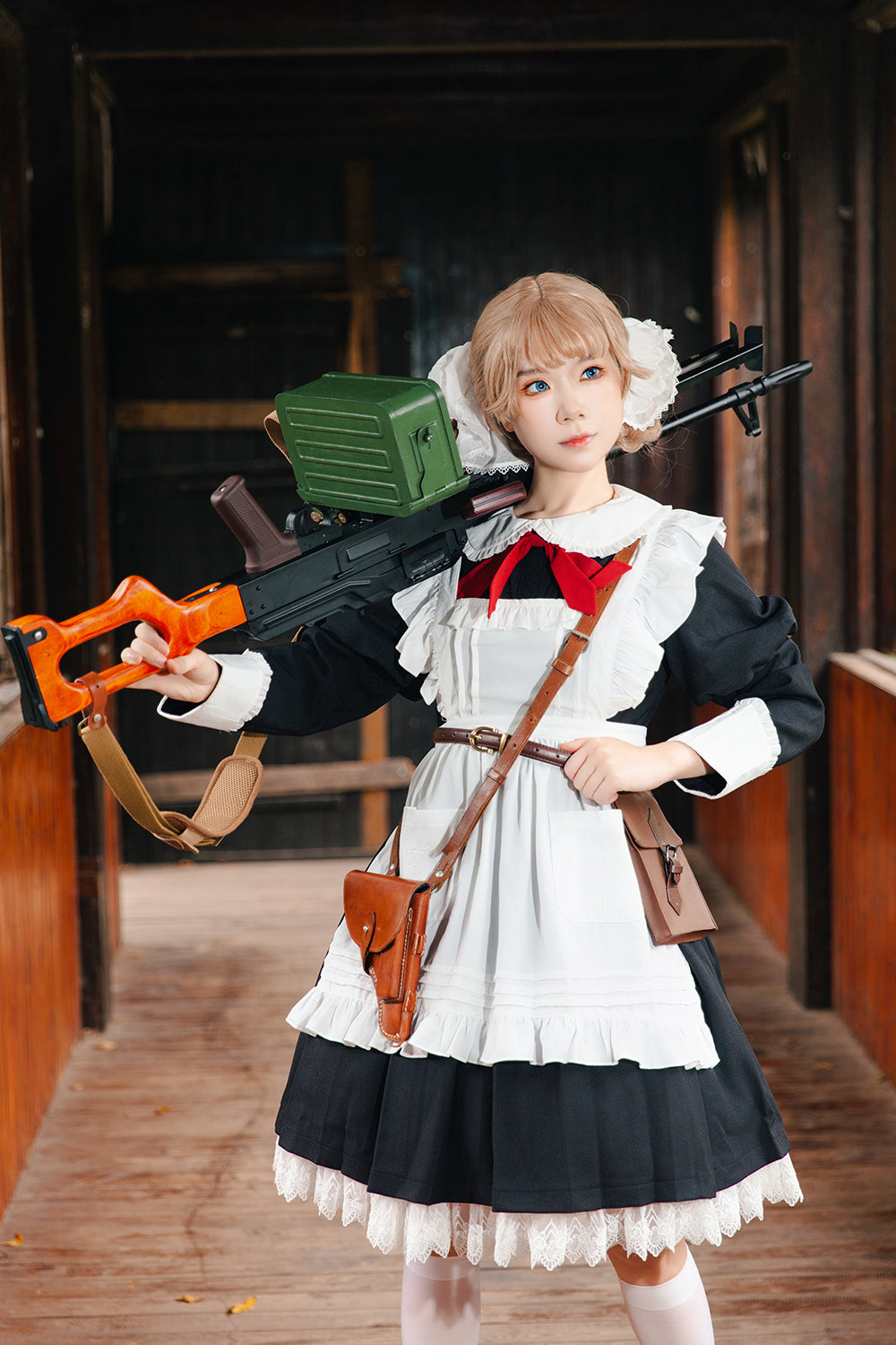 Infanta - Suliko - Maid Lolita OP Set with Soldier Style Waist Pack and Apron