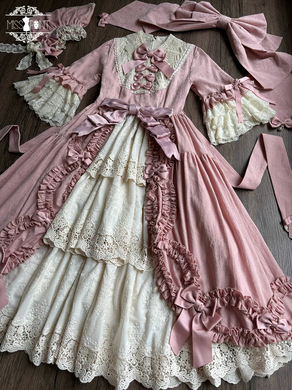 Miss Point - Lilyka Garden - Classic Lolita OP Dress Set Elegant Floral Wall Princess Sleeve