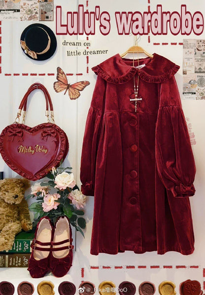Dark Star Island - Winter Lolita Cape Velvet Antique Lolita Coat