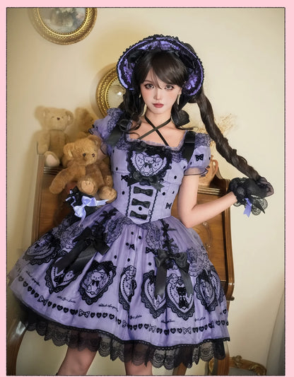 Alice Girl - Brown Sugar Bear - Printed Sweet Lolita Dress, Multiple Styles
