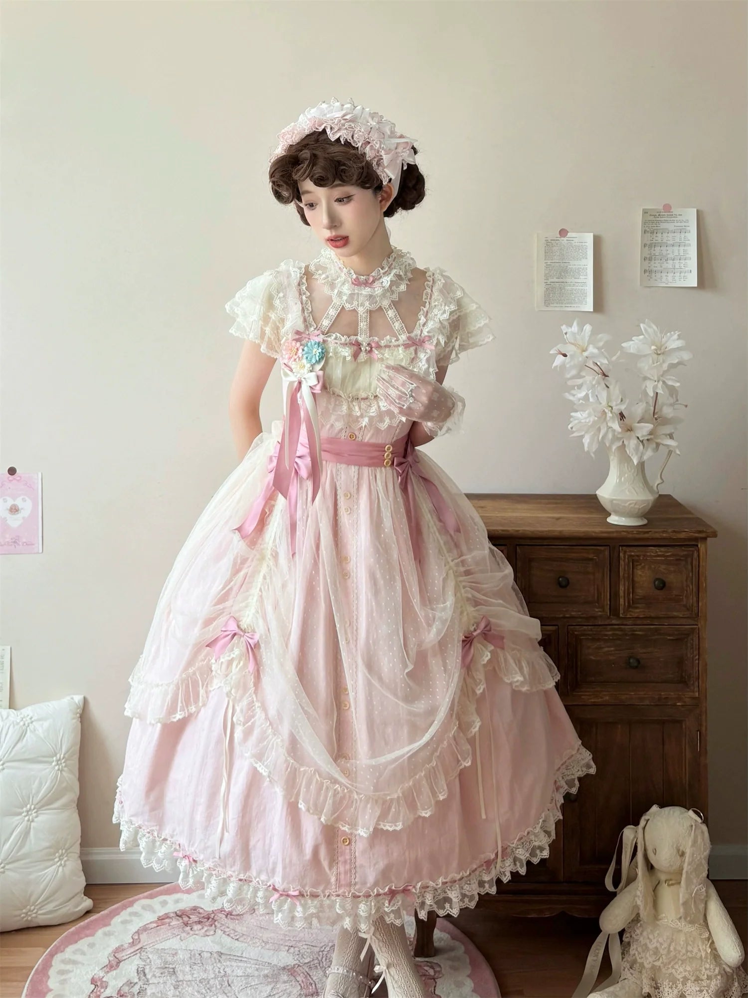 Uncle's Workshop - Fluttering Cherry Spring Strings - Cotton Sweet Lolita JSK Dress