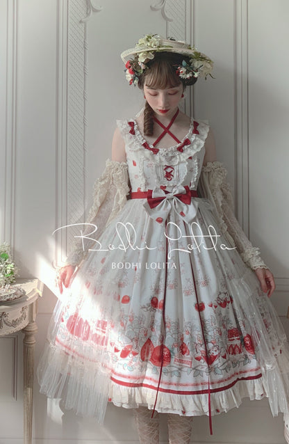 Bodhi Lolita - Strawberry Fruit Tea SP - Apricot Sweet Lolita Jumper Dress