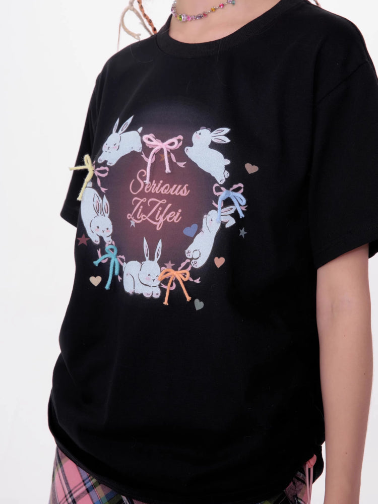 Round neck print short sleeve T-shirt【s0000007534】