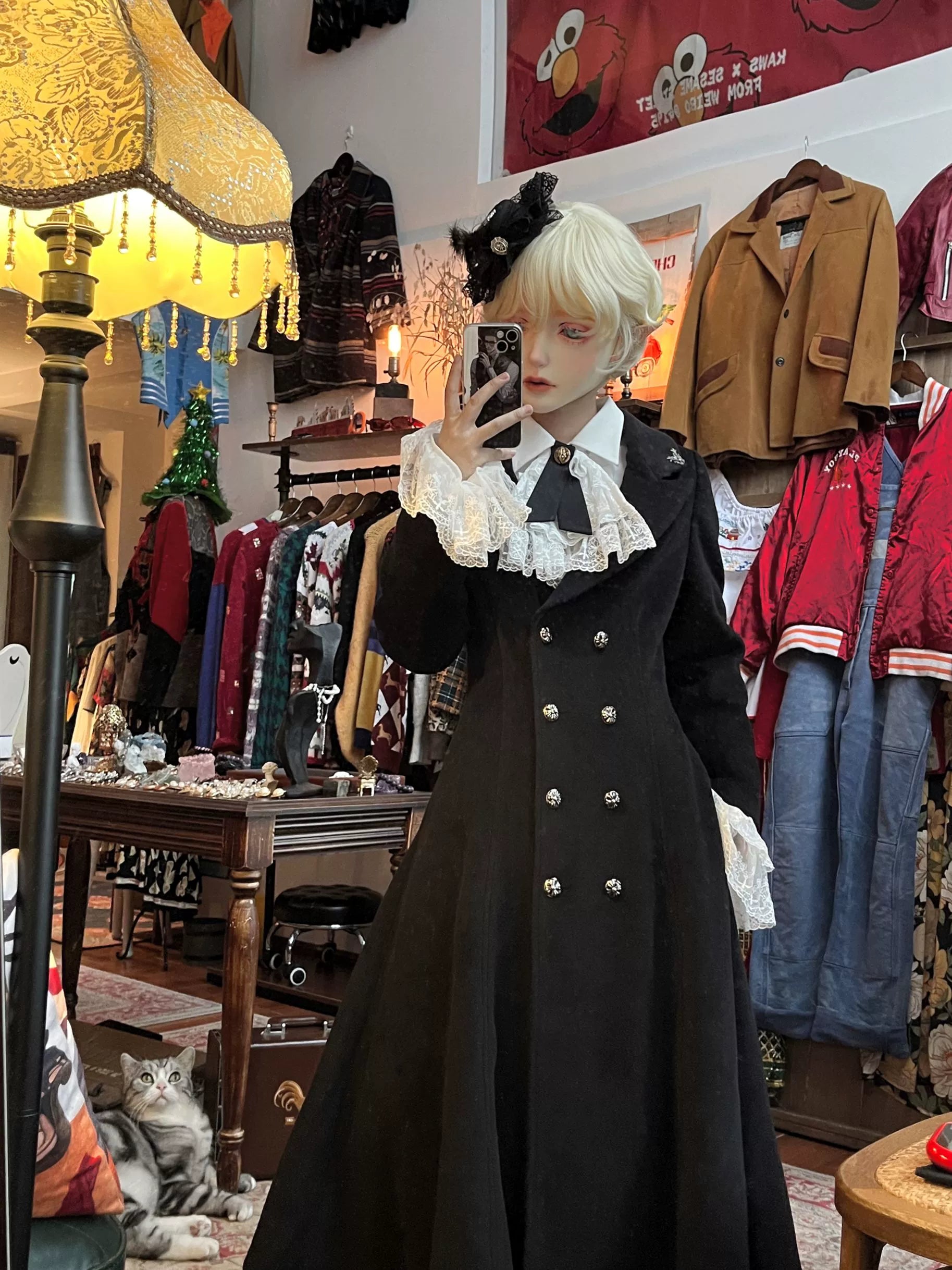 Nightingale Girl - Downfall Dawn - Gothic Lolita Black Double-Breasted Coat