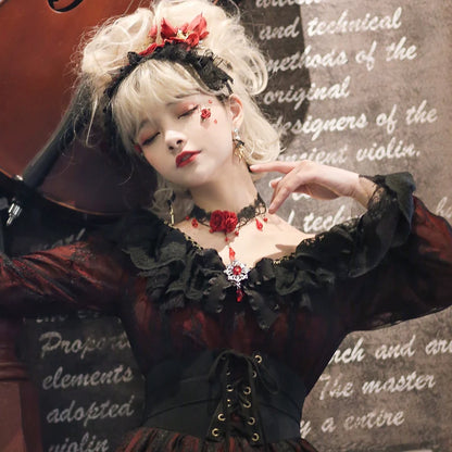 Miss Point - Dawn Girl - Reto Elegant lolita OP Dress Lace Long Sleeve