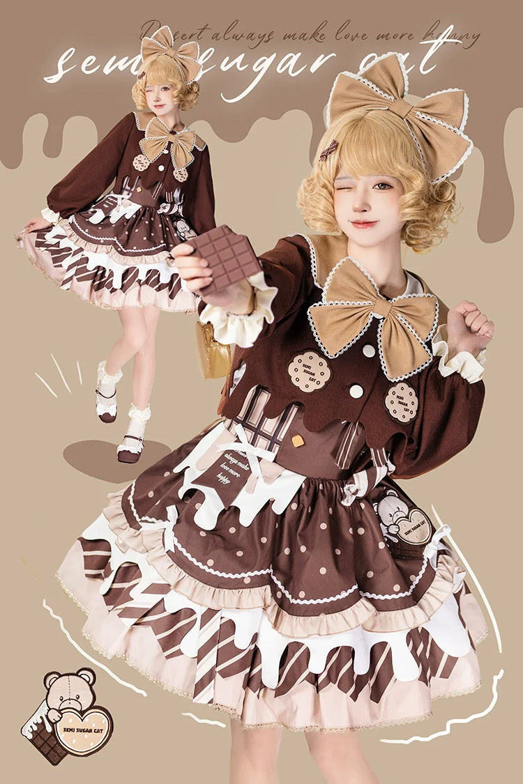 Half Sweet Lolita - Chocolate Milk Pie - Sweet Lolita Jumper Dress Summer Salopette