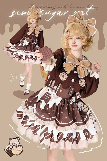 Half Sweet Lolita - Chocolate Milk Pie - Sweet Lolita Jumper Dress Summer Salopette