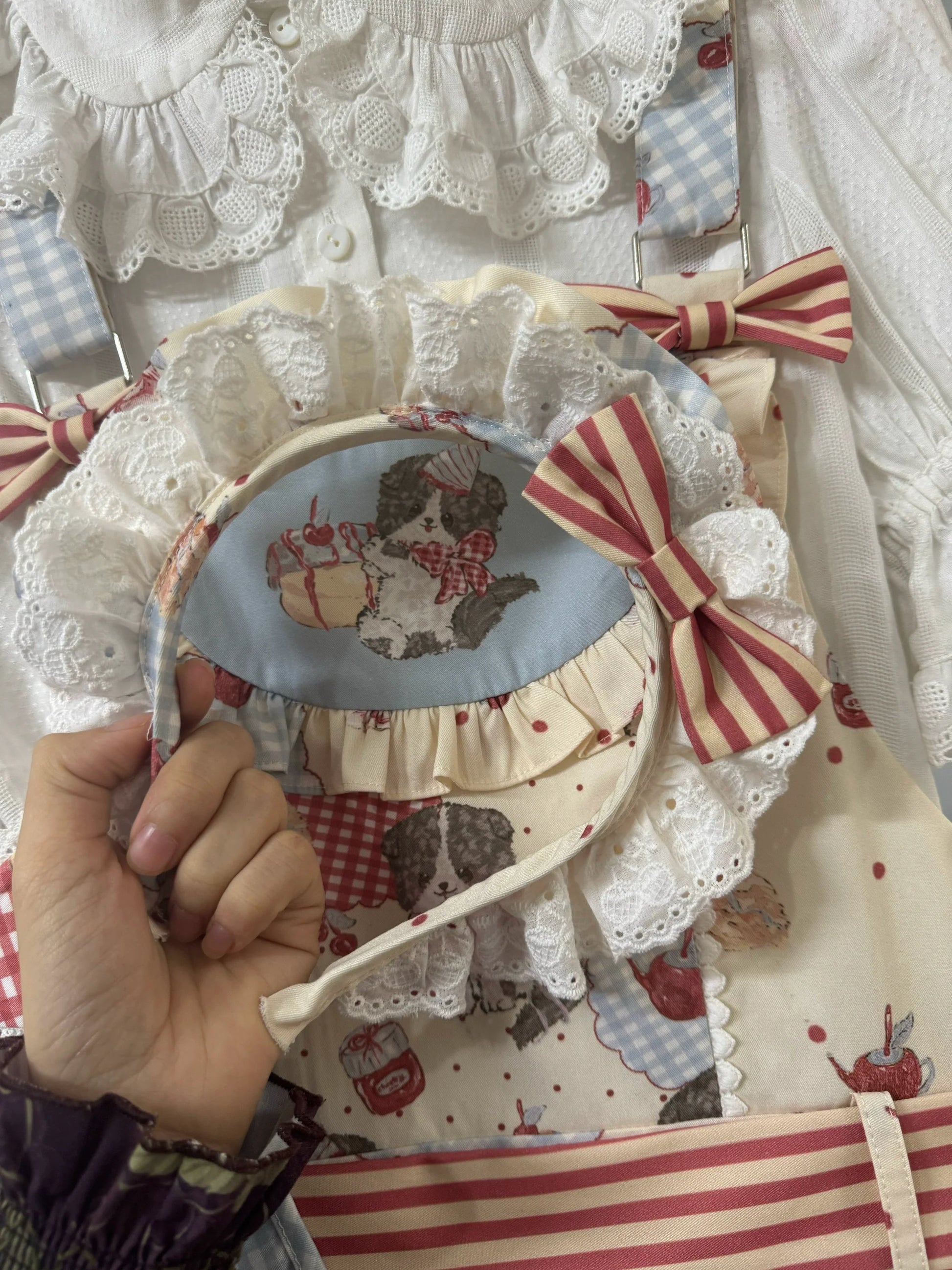 Akiyama Future Studio - Border Collie Cherry - Kawaii Lolita Salopette Cherry Print Dress