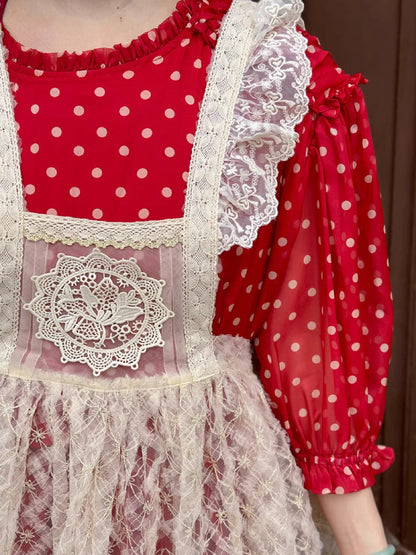 Vintage style dot chiffon dress【s0000006890】