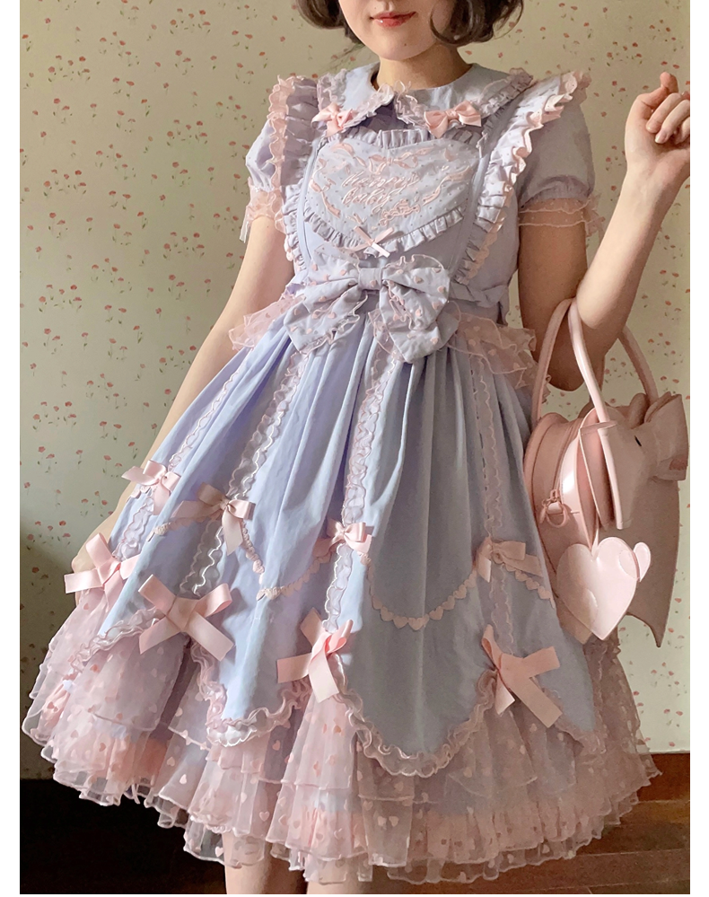 The Seventh Doll - Sweet Diary SP - Vintage Lolita Jumper Dress Petal-like Hem JSK Headdress Set