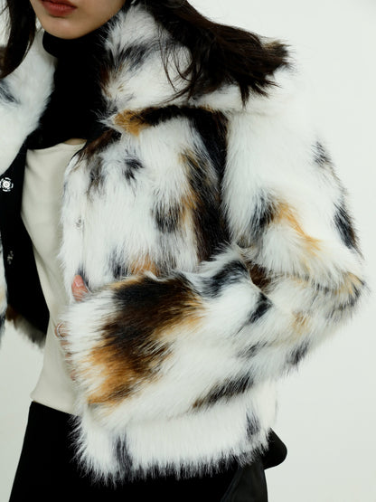 Animal Pattern Imitation Fur Short Coat