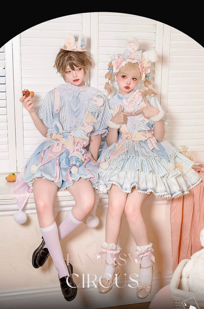 Forest Fluorescent Carps - Ouji Lolita OP Dress Circus Lolita Strip Prince Suit