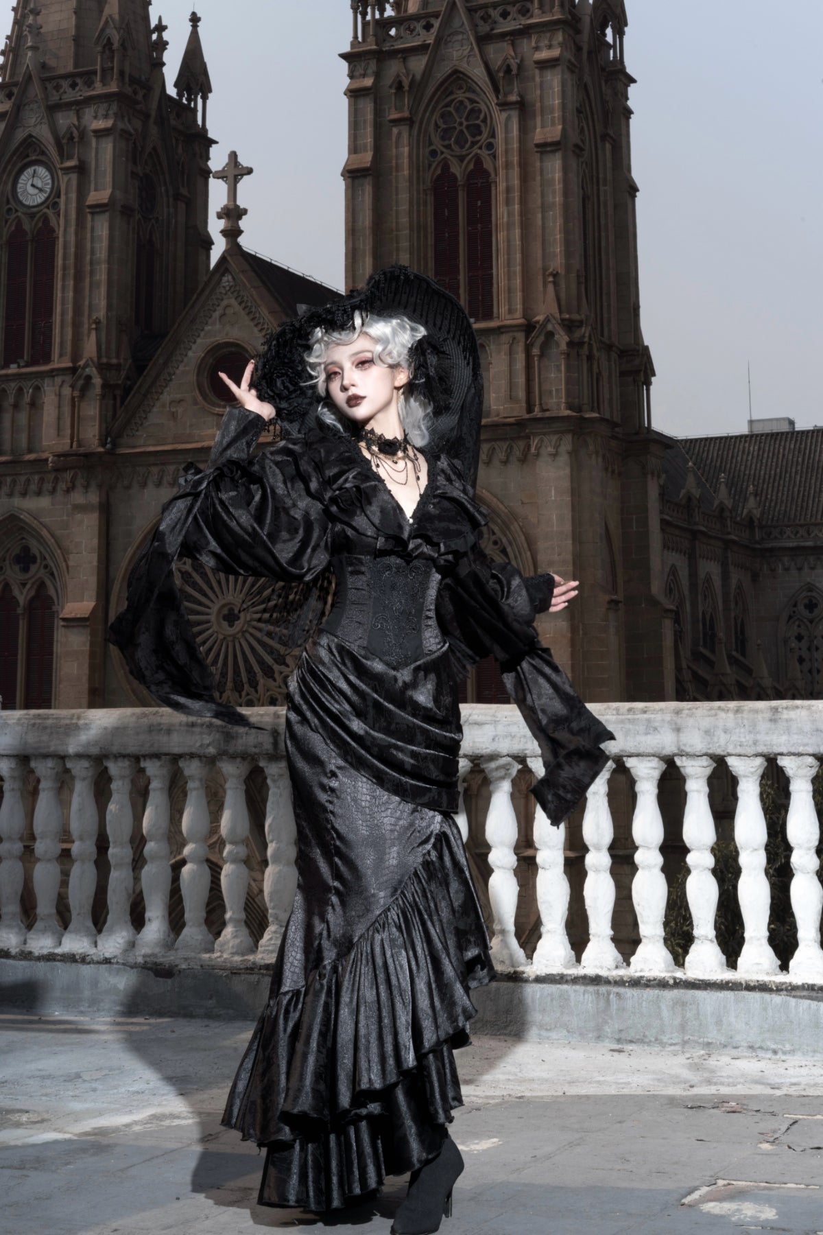 Muppet Mind Ben - Oracle - Gothic Lolita Mermaid Long Drape Skirt with Fishbone Corset