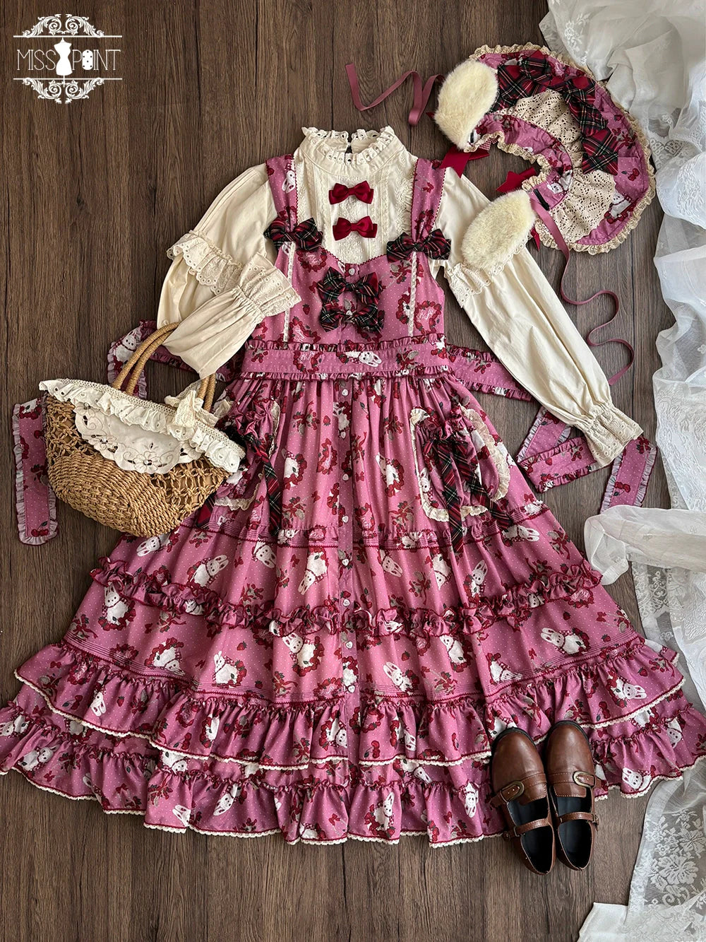 Miss Point - Forest Berry Bunny - Sweet Lolita JSK Elegant Bunny Print Dress