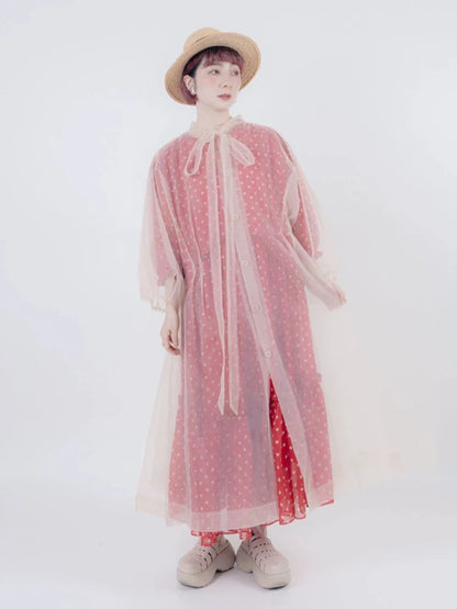 Vintage style dot chiffon dress【s0000006890】