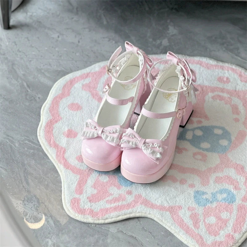 Jiangjiang Biscuit - Elegant Lolita High Heel Shoes Round Toe Low Cut