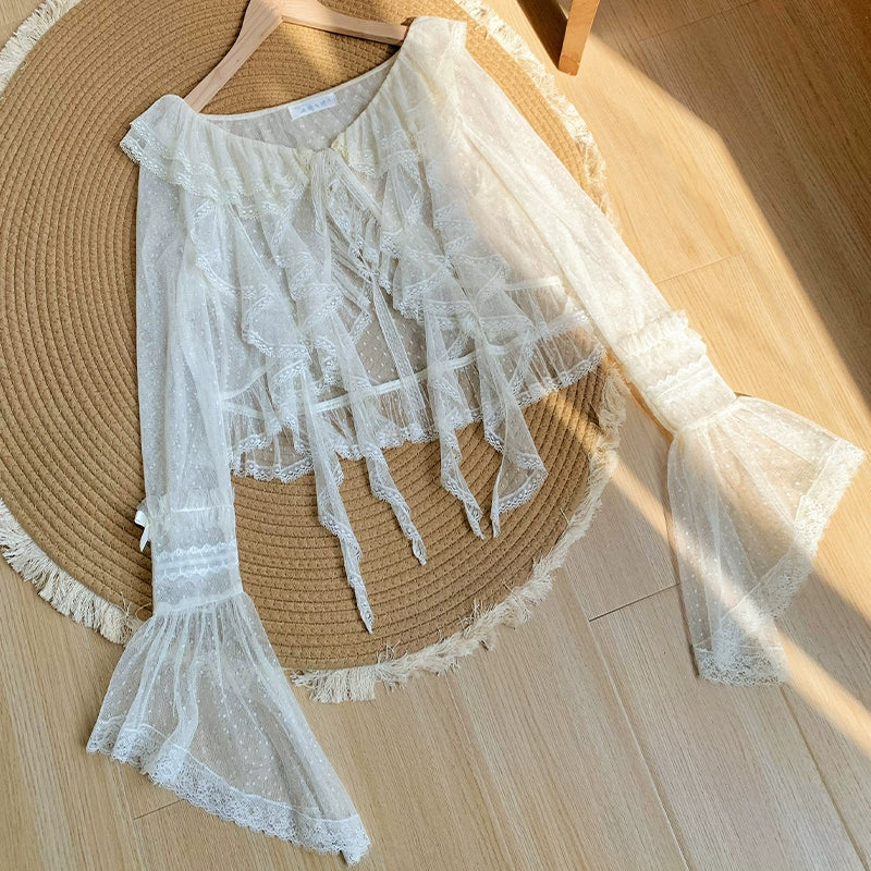 With PUJI - Letters and Poetry - Summer Classic Lolita Tulle Lace Bolero with Multi-Color