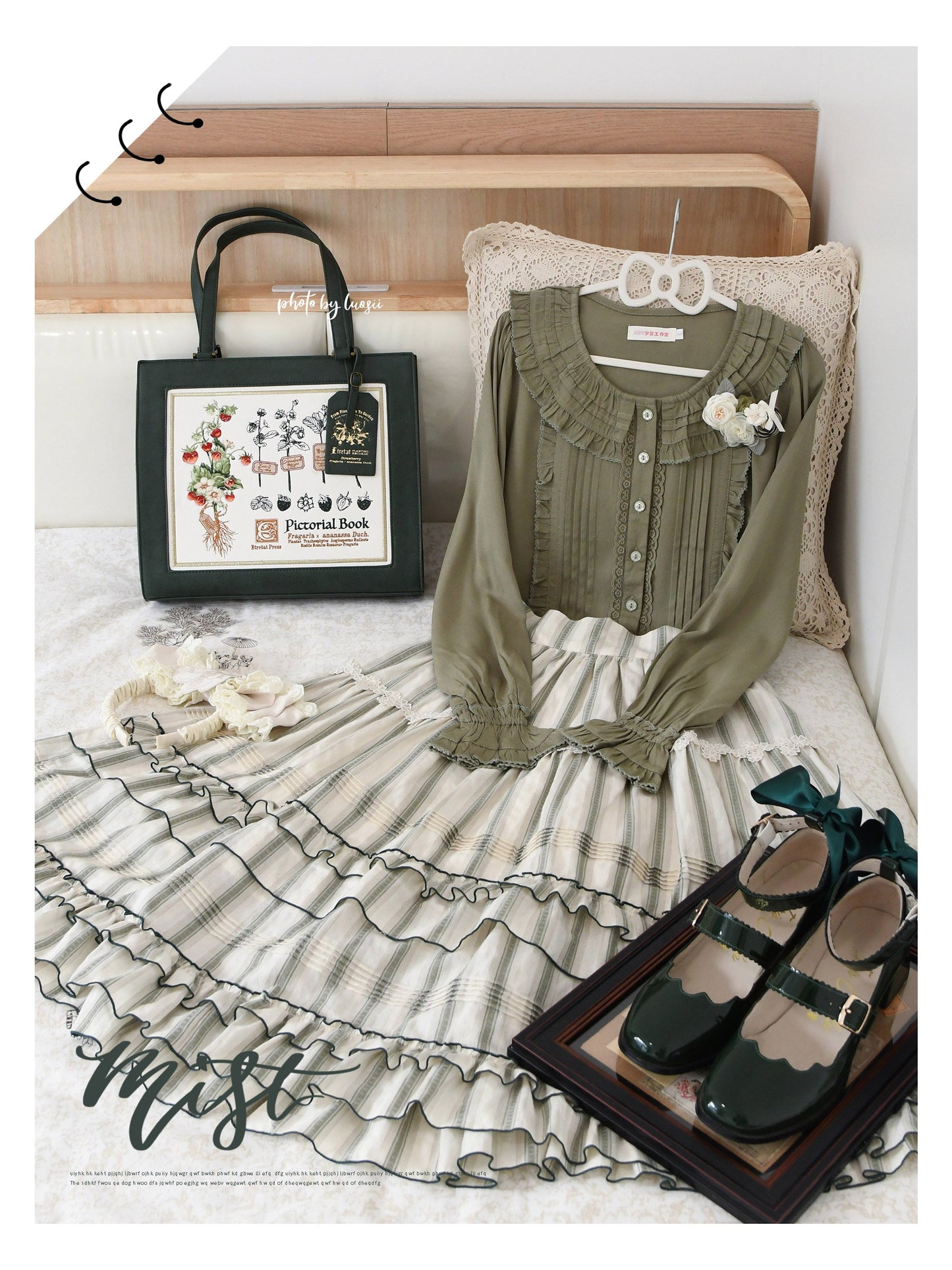 MIST - Wine Drunk Rose - Sweet Cotton Lolita Blouse with Ruffles and Pleats