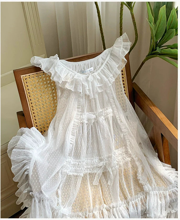 With PUJI - Letters and Poetry - Classic Lolita Tulle Over-Skirt for Summer