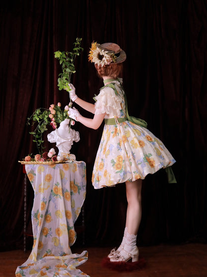 Akiyama Future Studio - Sunflower Print Lolita JSK Dress in Breathable Light Fabric