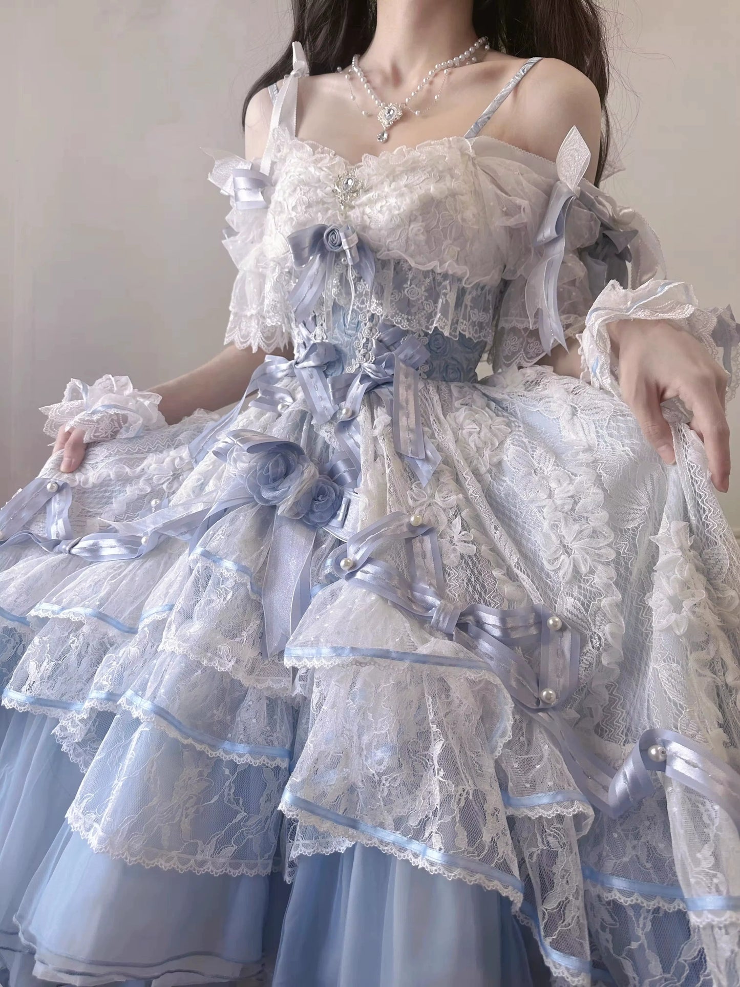 MieYe - Diana Rose - Bridal Lolita Dress Short Wedding OP with Accessories