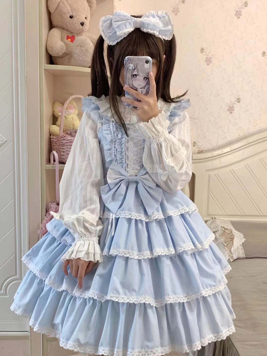 Ilovexiaolu - Princess Tata Kawaii Solid Color Lolita JSK