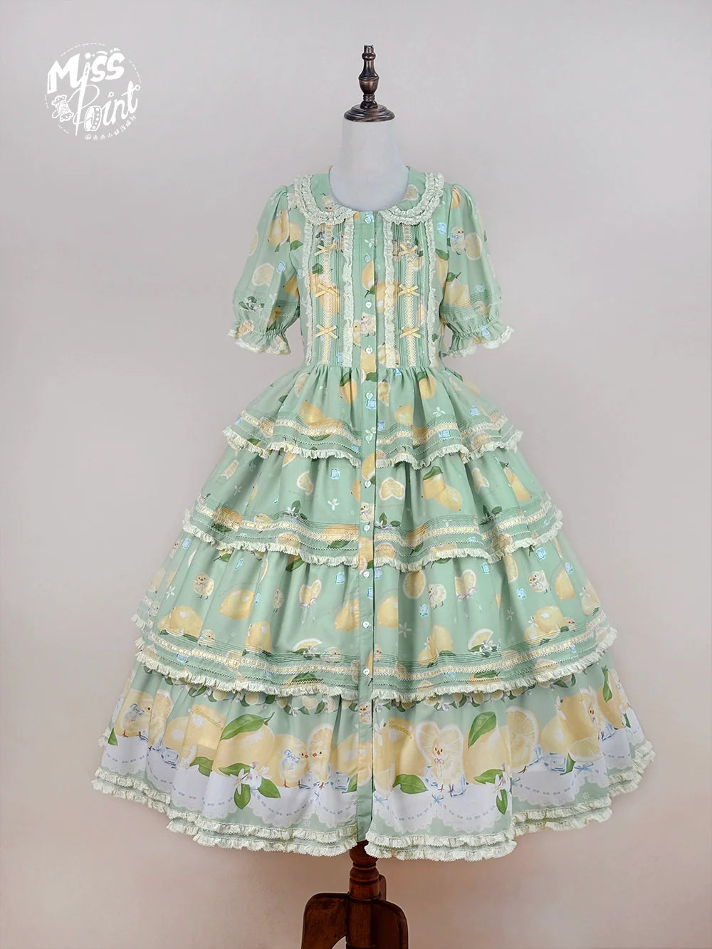 Miss Point - Lemon Chick - Country Lolita Printed OP With Button Front