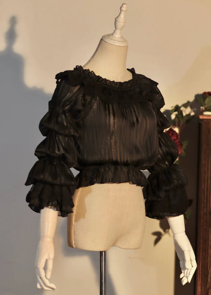 Airfreeing - Wendy - Elegant Lolita Blouse Chiffon Off-Shoulder Virago Sleeve Blouse