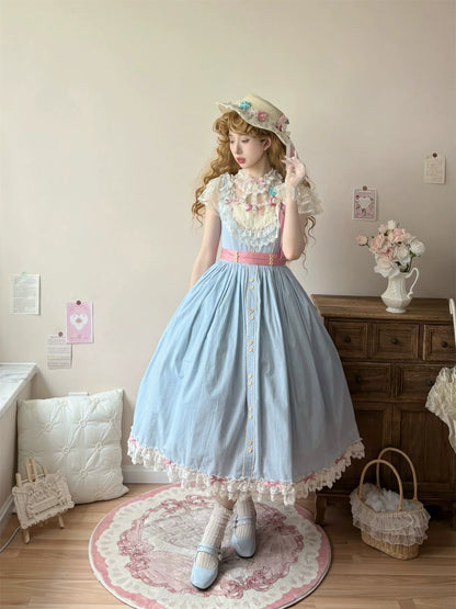 Uncle's Workshop - Fluttering Cherry Spring Strings - Cotton Sweet Lolita JSK Dress