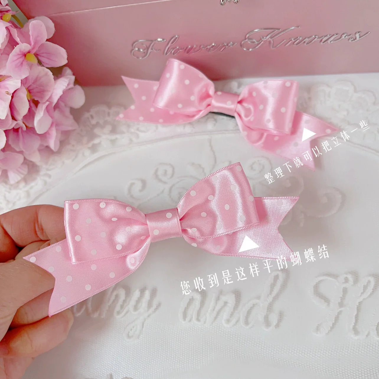 Cheese Cat - Kawaii Lolita Hair Clip Polka Dot Ribbon Bow Clips