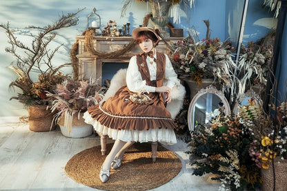 Miss Point - Rose Doll - Elegant Lolita Striped Fishbone Skirt