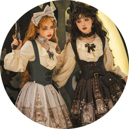 Miss Point - Demon Hunting Notes - Gothic Lolita Cross Print Short Skirt